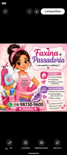 Faço e faxina e passo roupa.