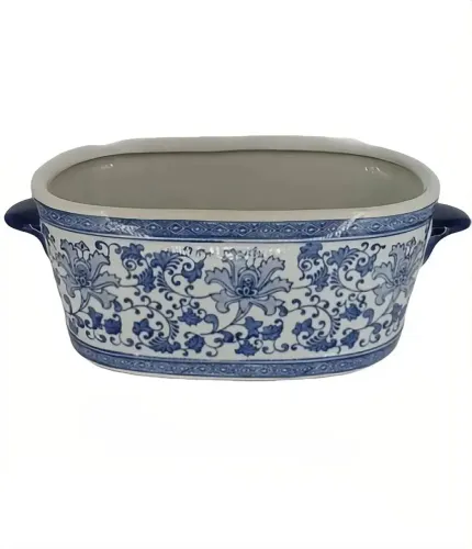 Cachepô oval azul 55x25x20