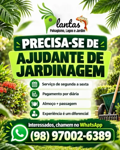 Precisa-se de ajudante de jardinagem