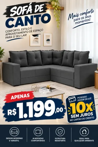 Sofa de canto cinza (dividimos em ate 10x sem juros)