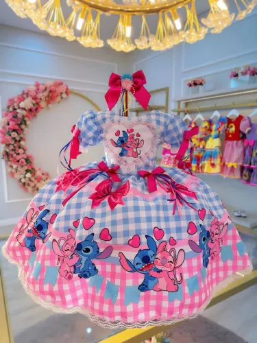 Vestido junino infantil Lilo Stitch