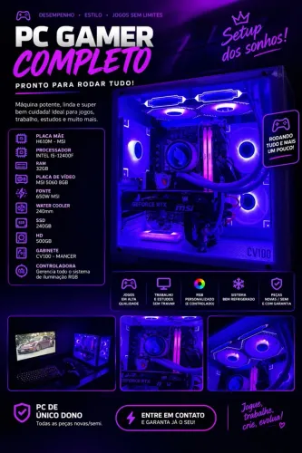 PC Gamer RTX 5060 8GB + i5-12400F | 32GB RAM | RGB ?