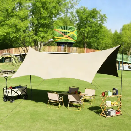 Tenda de Acampamento 3*4.5M Reforçada Gazebo e Toldo Grande para Camping vinil prateado