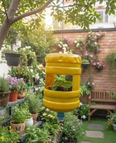 Jarros ecológico feito com garrafões,com uma plantinha ornamental!