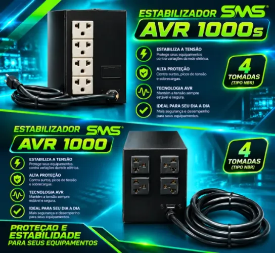 Estabilizador SMS AVR 1000s & Estabilizador SMS AVR 1000