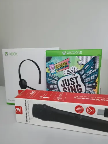 Headset Original Microsoft para Xbox + Microfone Wireless + Jogo Just Sing