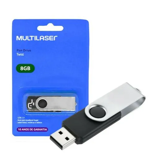 Pen Drive Twist 8Gb Usb 2.0 Pd587 Multilaser Alta Durabilidade Preto