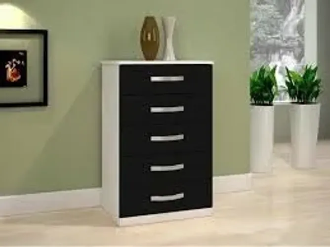 Comoda Saquarema 5 Gavetas Preto.Branco Frete Grátis - Até 12x