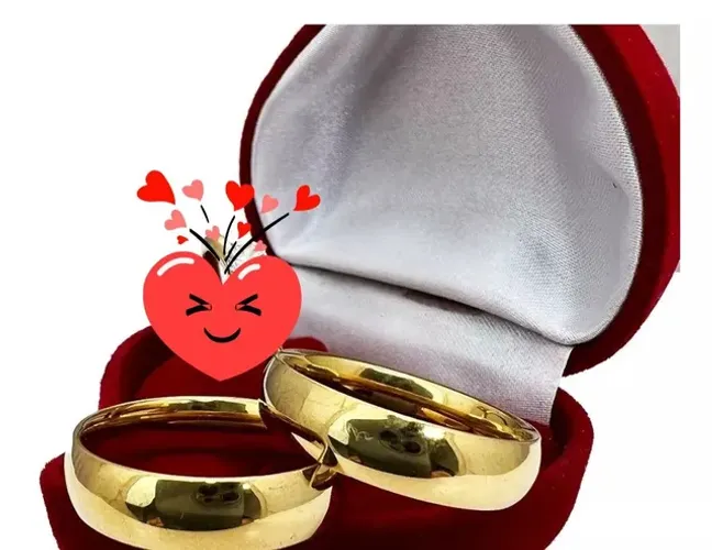 Par De Alianças Casamento Noivado 6mm Banhada Aço Inox Anel