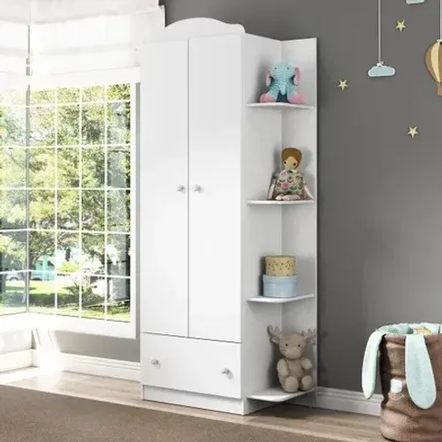 Promoção Guarda Roupa Branco 2 Portas 4 Prateleiras Laterais