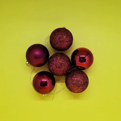 Kit Sortido Bolas de Natal Pequena Vermelha (5 Unidades)