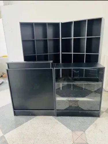 Balcão caixa c/ vitrine + kit colmeia MDF Preto
