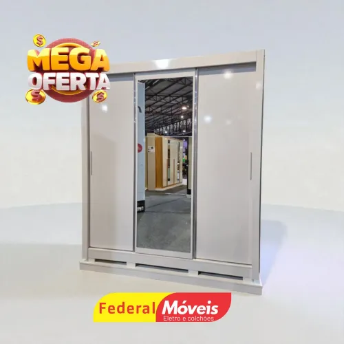 Guarda Roupa Casal 3 Portas Espelho 4 Gavetas Oferta - Temos Crediário
