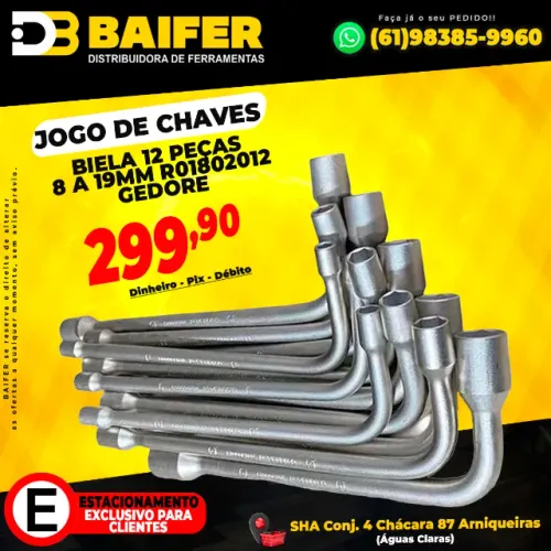 Jogo de Chaves Biela 12 Peças 8 a 19mm R01802012 Gedore