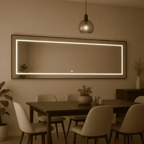Espelho Grande Luz Led Touch 150x60 Horizontal Closet Loja Quarto Sala Banheiro