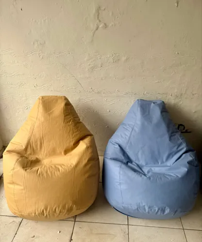 Puffe Pera Bege e Azul Céu 