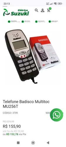 Telefone Badisco Multitoc MU256T - Novo!