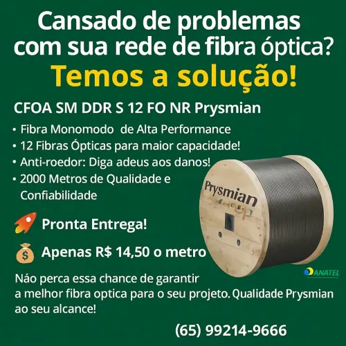 CABO FIBRA ÓPTICA ANTIROEDOR MONOMODO 12 FO