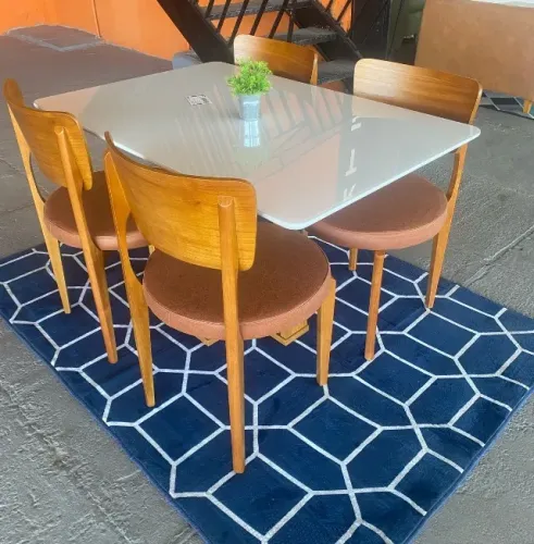 Mesa de Jantar Rubi com 4 Cadeiras Maldivas 120x80 Novo Promoção