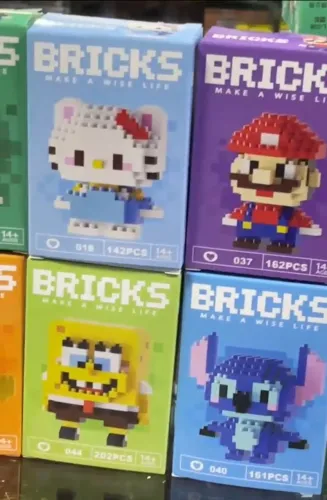 Mini Blocos De Montar Personagens Colecionáveis Bricks 162 Mario