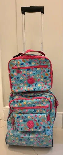 Mochila escolar rodinha Kipling original com lancheira 