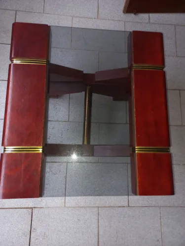 Mesa de Centro em Madeira e Tampo de Vidro