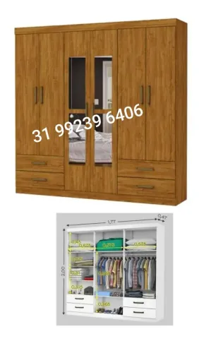 Guarda-Roupa Amadeirado com Espelho