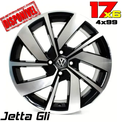 Rodas VW Jetta GLi Aro 17 preta com diamantado 4 furos novas 4x100 tala 6
