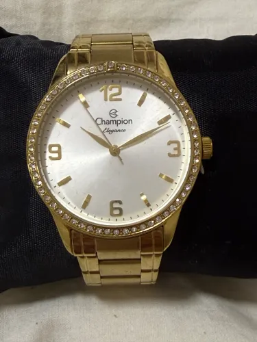 Relógio Champion Elegance Dourado com Detalhes em Strass