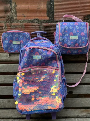 Kit mochila sereia com paete