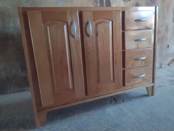 JR Móveis - Balcão de pia 1.20cm, Madeira Cedro 