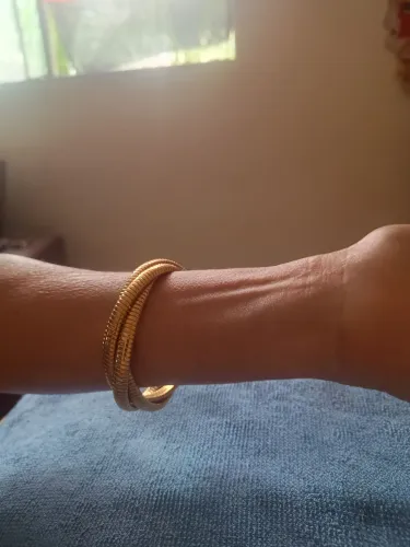 Pulseira Bracelet Em Nó Texturizado Moldável Em Aço Inox Folheado 