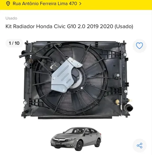 KIT RADIADOR HONDA CIVIC G10 2.0 2019 2020
