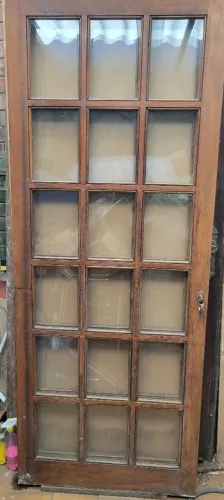 Porta de correr madeira com Vidros