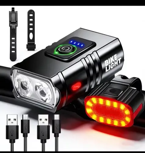 Laterna de bicicleta USB dianteiro e traseiro