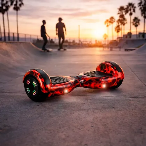 Um hoverboard vermelho e preto muito bom depois tem um monte de coisa