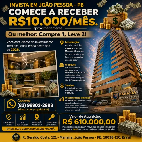 Manaíra Apart-Hotel Compre 1, Leve 2!
