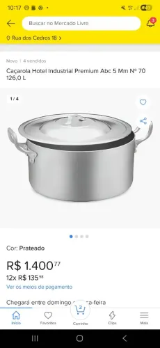 Caçarola Hotel 70 cm em alumínio 126,6 Litros - ABC cor cinza