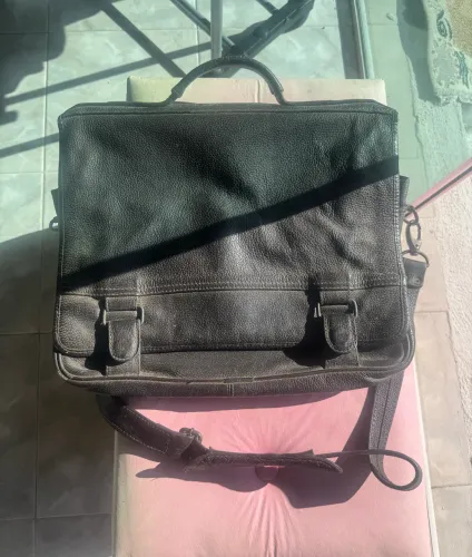 Pasta/bolsa de couro de búfalo legítimo