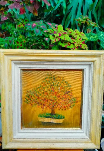 Antiguidades: Quadro amoldurado "Árvore da Vida".