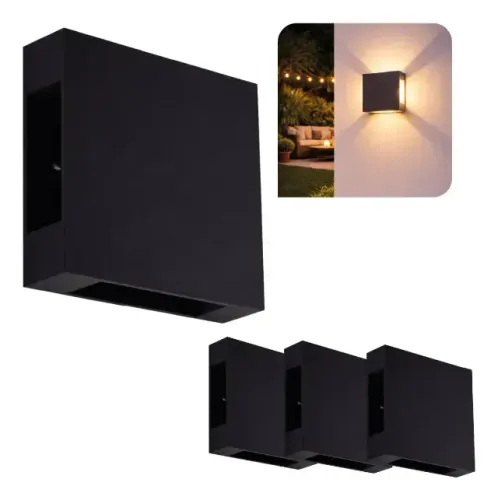 Arandela 6W 4 Focos IP65 Preta