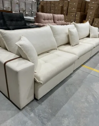 Sofá Gigante Sem Caixa Linho Cru OPORTUNIDADE 
