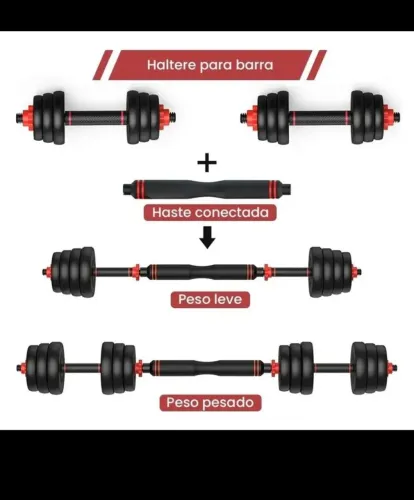 Kit Halteres 6 Em 1 Peso Musculação Ajustável Halter Anilha 40kg