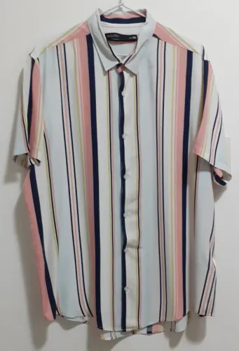 Camisa Masculina Listrada Manga Curta