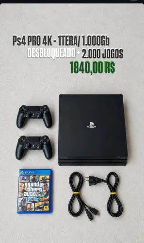 Ps4 PRO DESBLOQUEADO 1 tera