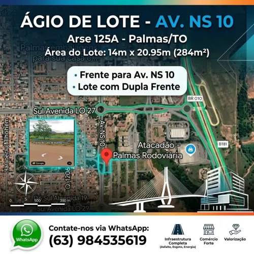 Agio de Lote Av. Ns10 (NS-10) Oportunidade unica!!!
