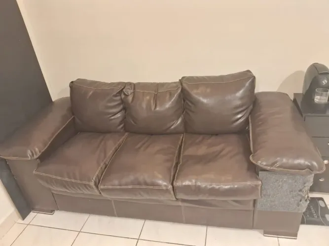 Conjunto Sofá de Couro Legítimo