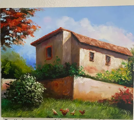 Quadro galinhas no patio