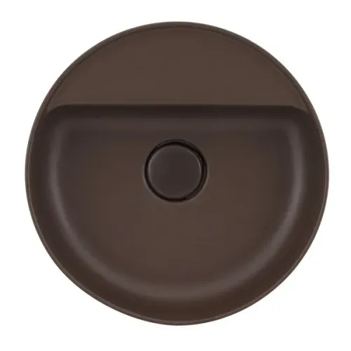 Cuba para Banheiro de Apoio Louça Redonda Marrom Fosca 40cm com Mesa Slim Deca