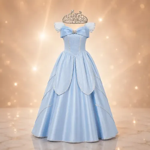 Fantasia De Princesa Estrela Blue Com Tiara De Princesa- Adulto